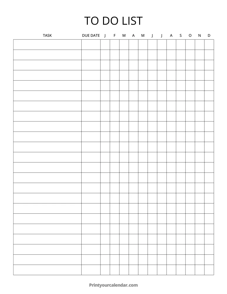 Printable Monthly To Do List Template 18
