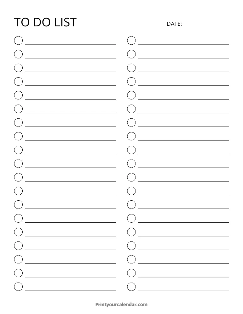 Printable To Do List Template 03