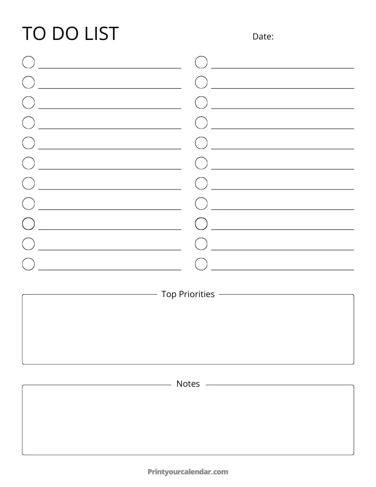 Printable To Do List Template 06