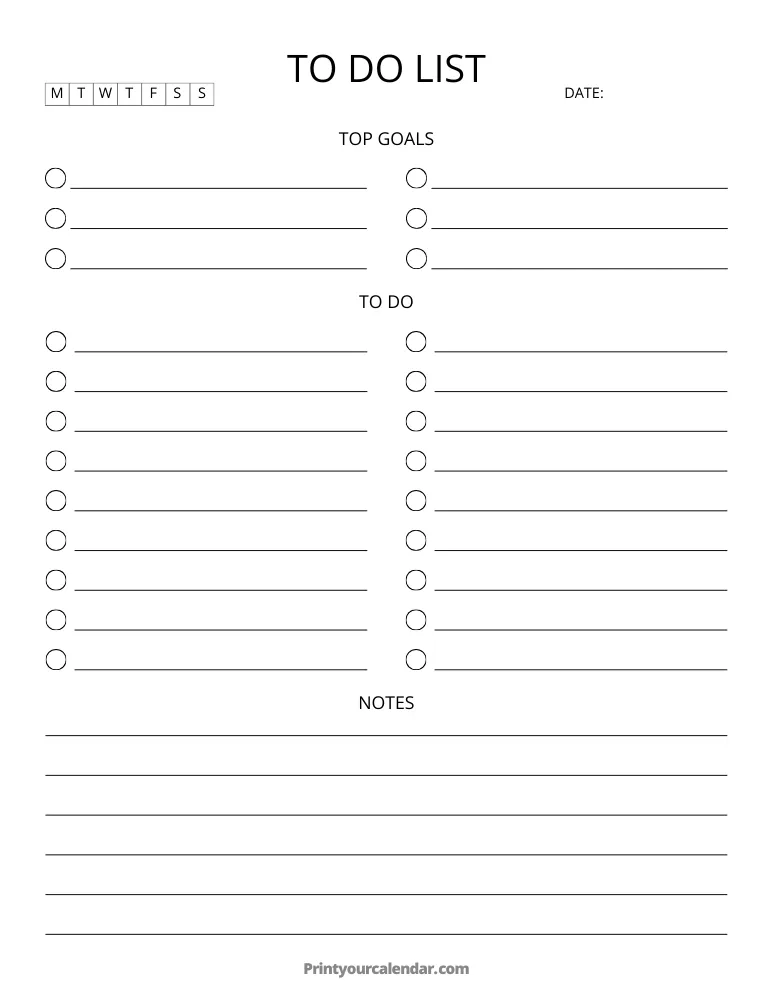 Printable To Do List Template 07