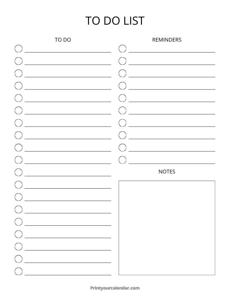 Printable To Do List Template 09