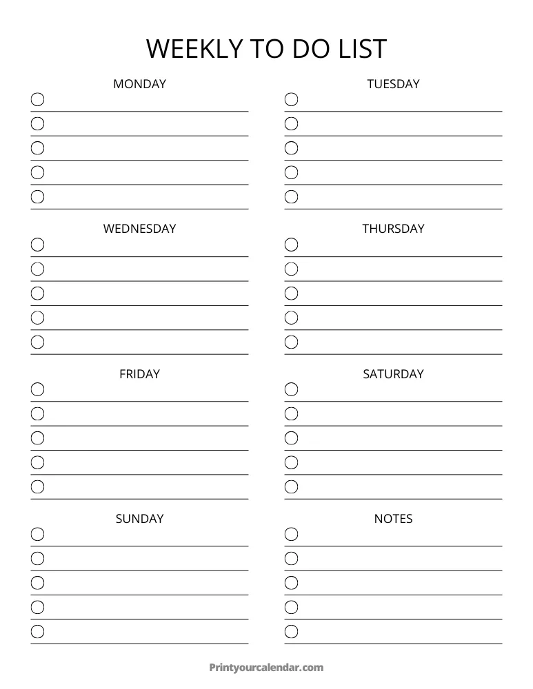 Printable Weekly To Do List Template 12
