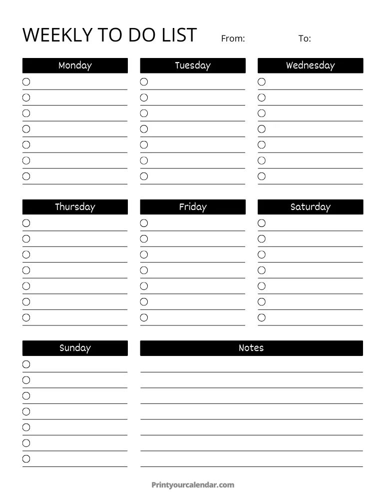 Printable Weekly To Do List Template 13