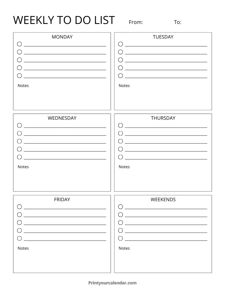 Printable Weekly To Do List Template 17