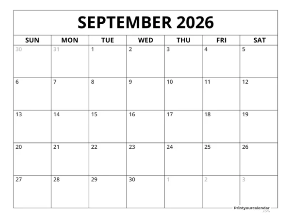 September 2026 Calendar