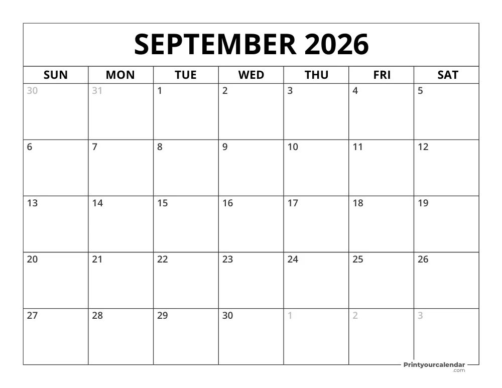 September 2026 Calendar