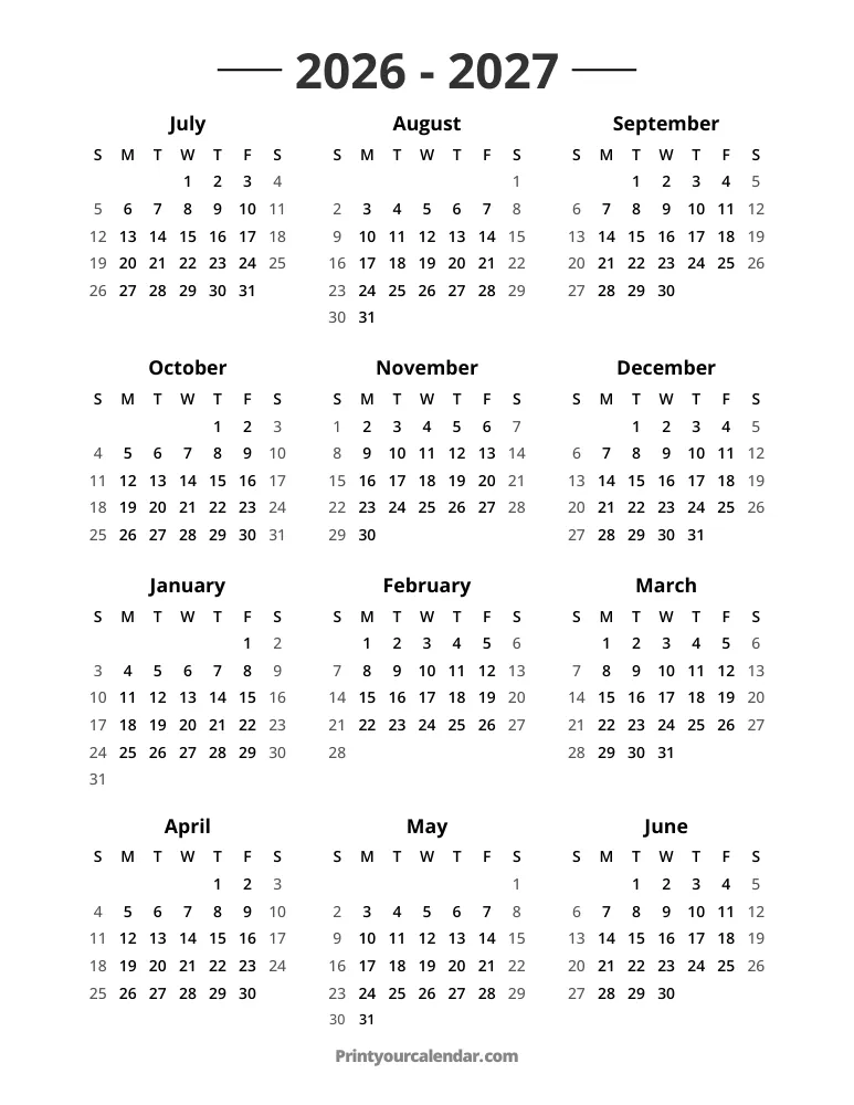 2026 2027 Calendar