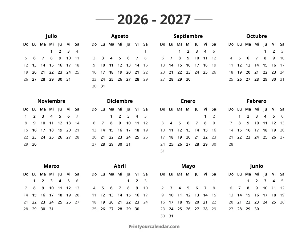 Calendario 2026 2027