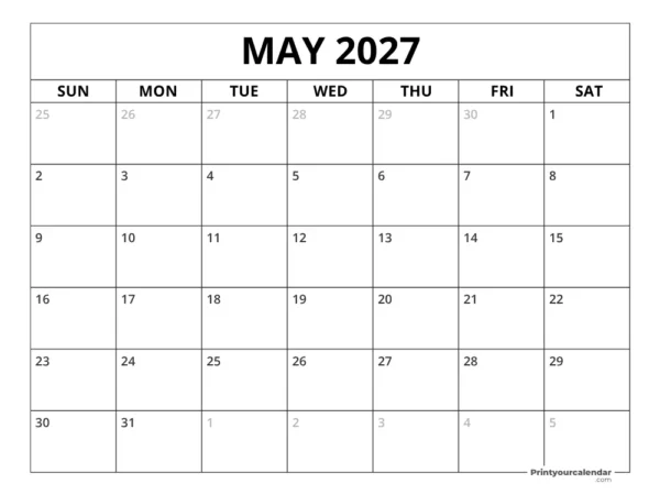Calendario Mayo 2027