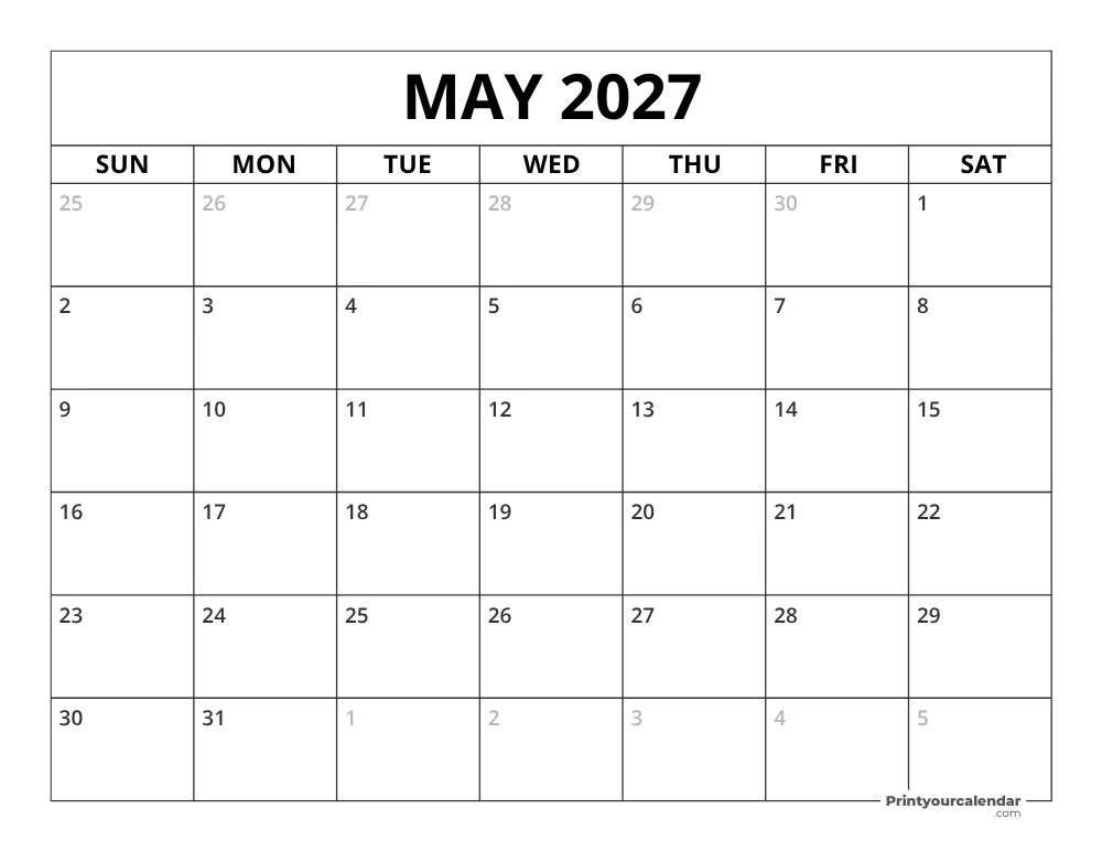 May 2027 Calendar