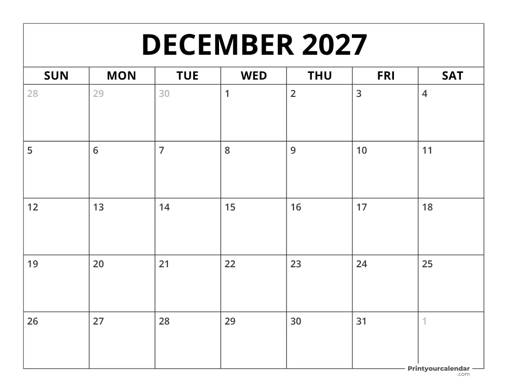 December 2027 Calendar