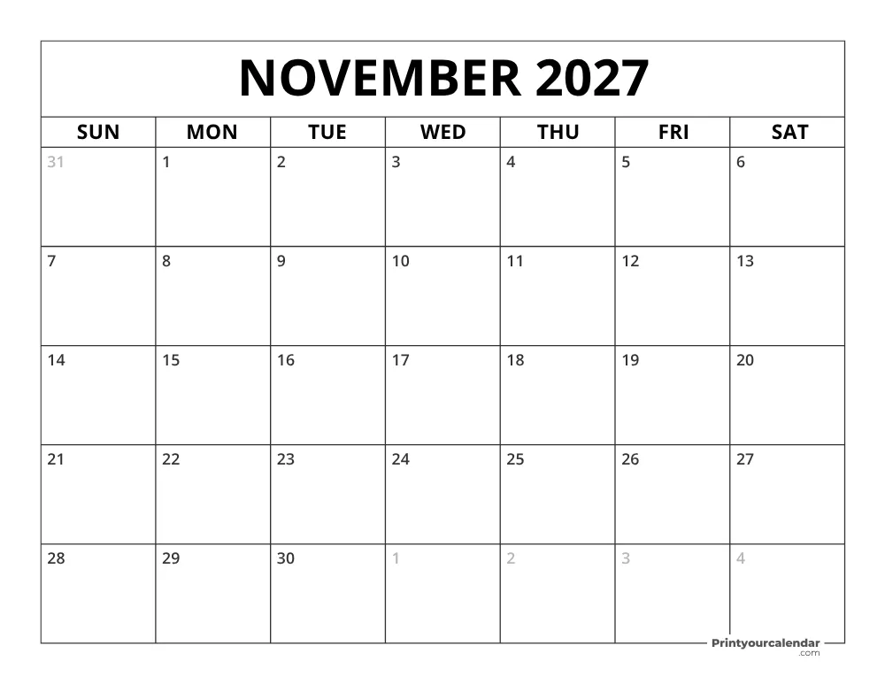 November 2027 Calendar